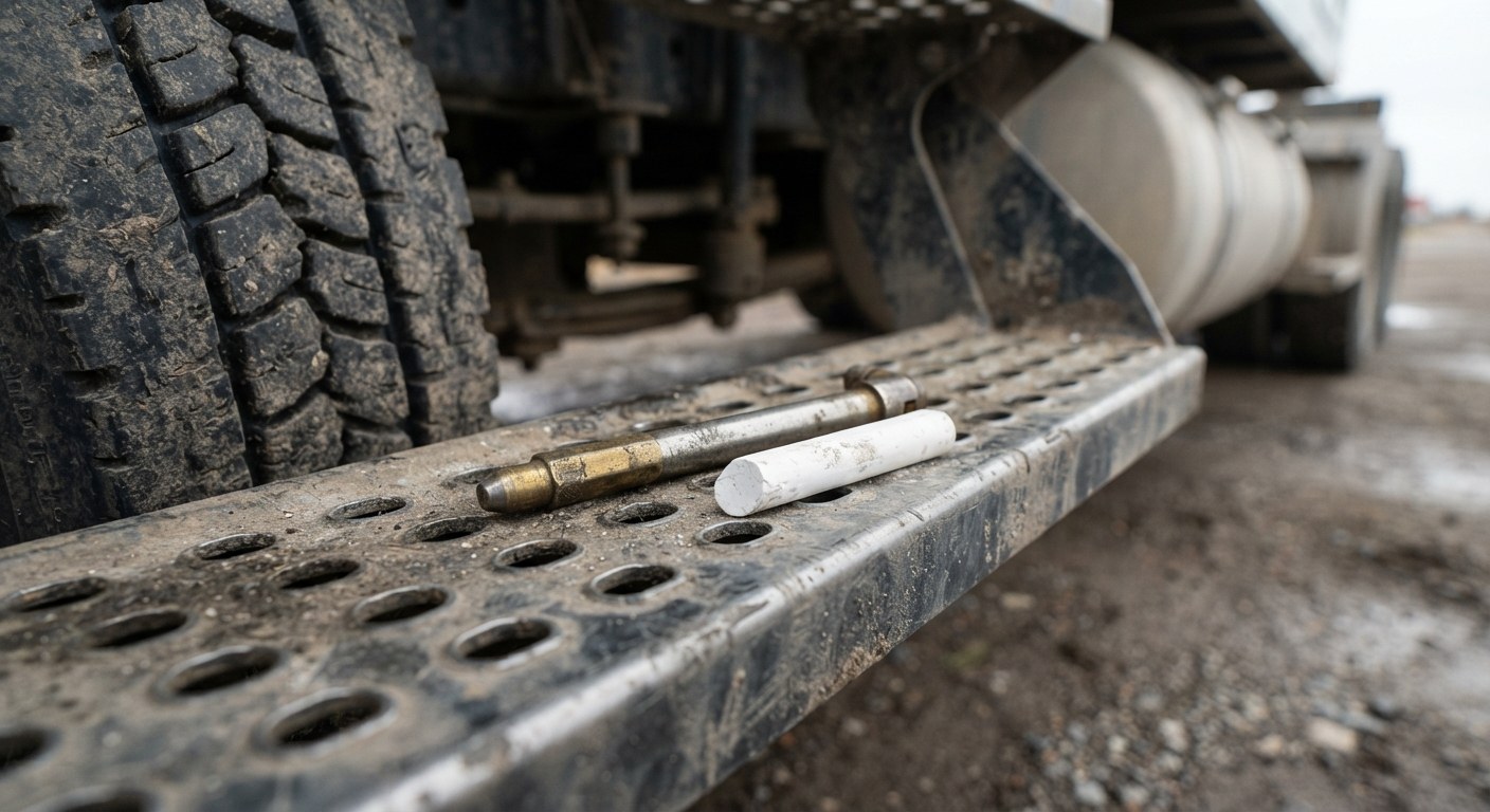 A driver completing an inspection
